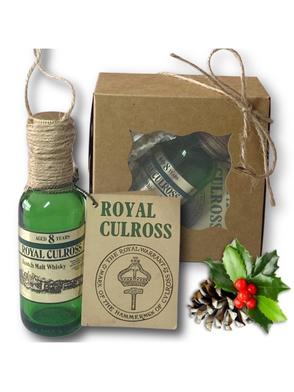 Royal Culross 8 Year Scotch Malt Whisky Artisan Vintage Glass Bottle Ornament